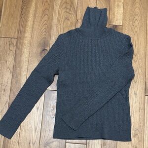 Talbots Charcoal Cable Knit Turtleneck Sweater